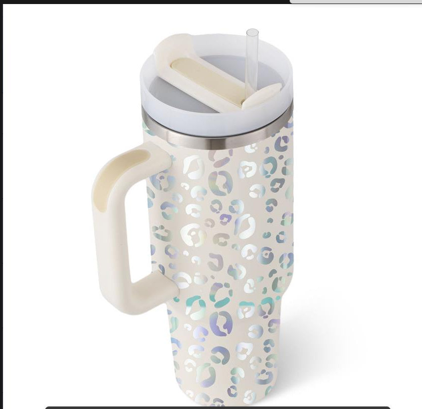 40 Oz Tumbler With Handle Straw Insulated, Stainless Steel Spill Proof Vacuum Coffee Cup Tumbler With Lid Tapered Mug