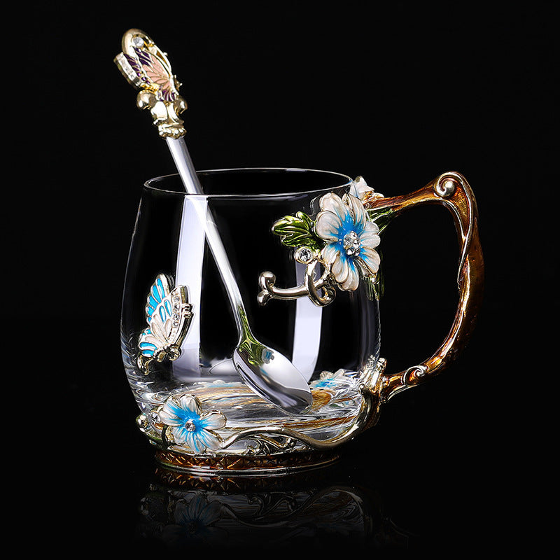 Flower Tea Cup With Lid Gift Cup