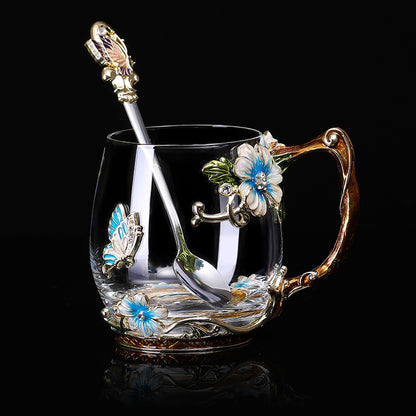 Flower Tea Cup With Lid Gift Cup