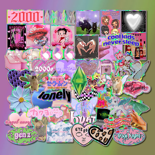 90s Retro Laser Vaporwave Y2K Waterproof Sticker