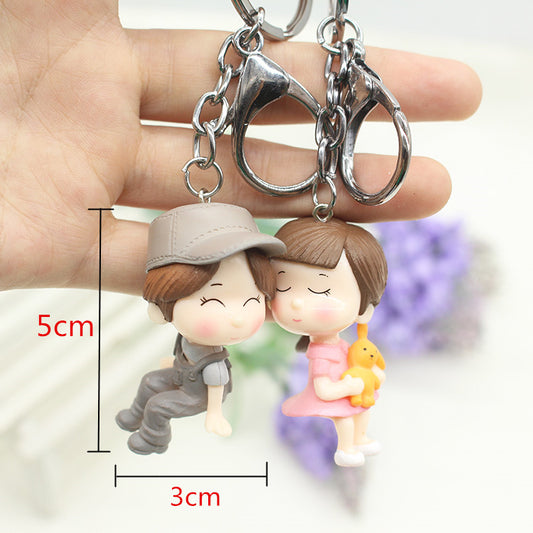 Cute cartoon doll couple keychain