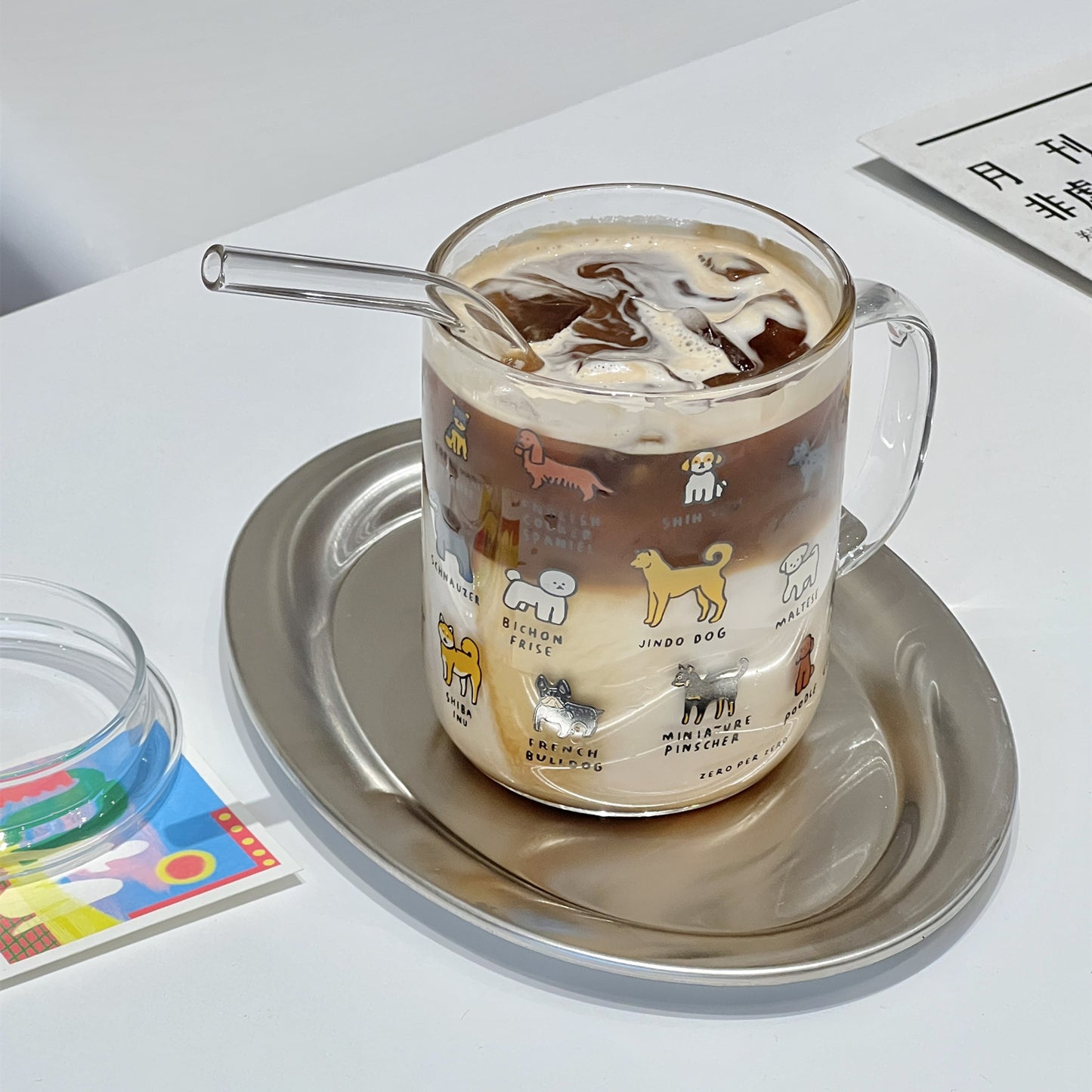 Creative Illustration Cute Pet Cat/Dog Glass