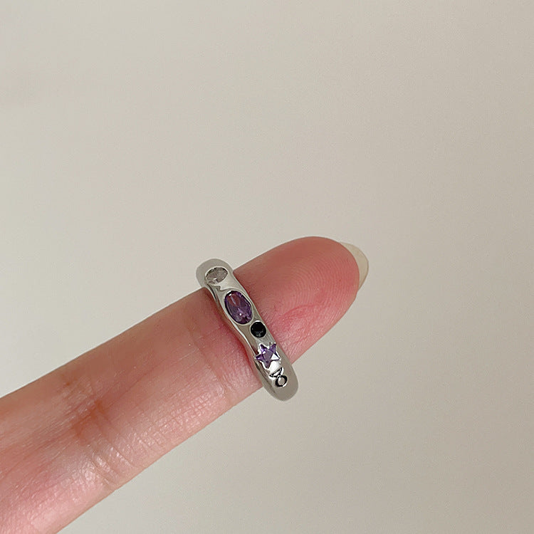 Fashion Color Heart-shaped Zircon Ring