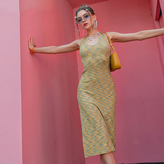 Women's Halter Knit Y2K Style Slim Dress