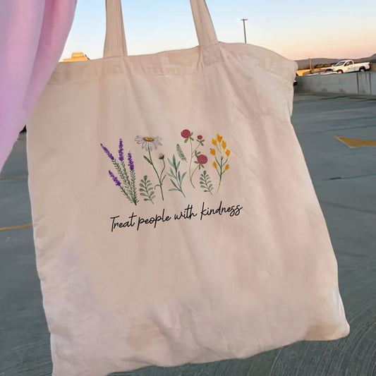 Y2K Floral Canvas Tote Bag