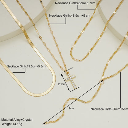 Fashion Special-interest Vintage Cross Pendant Clavicle Chain Multi-layer