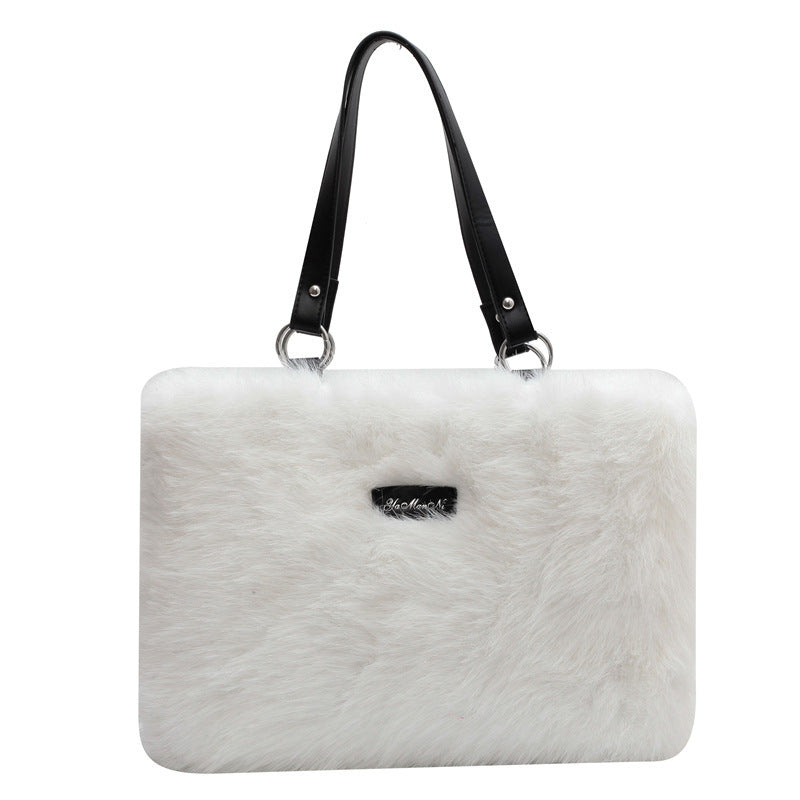 Winter Plush Flowers Shoulder Bag Handbag for Women