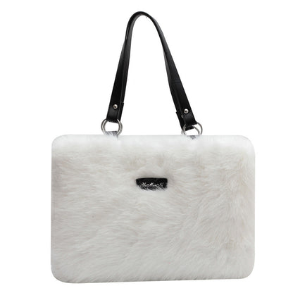 Winter Plush Flowers Shoulder Bag Handbag for Women