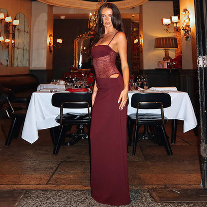 Lace Suspender Dress Fashion Sexy Lace Long Dresses Party Evening Club Beach Clothing For Women