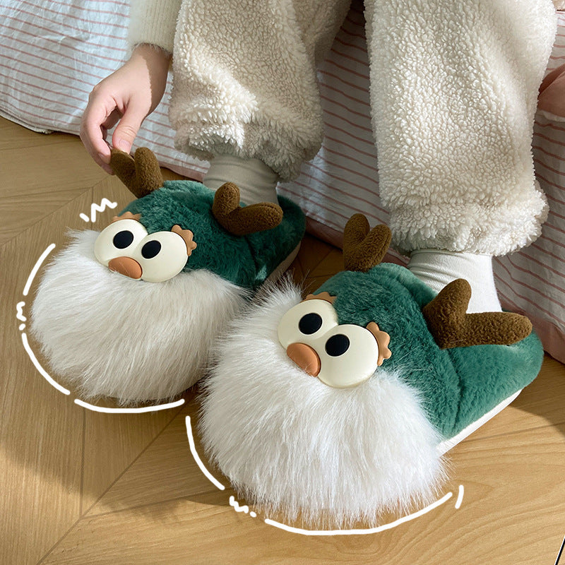 Cute Cartoon Christmas Deer Cotton Shoes Women