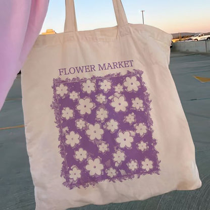 Y2K Floral Canvas Tote Bag