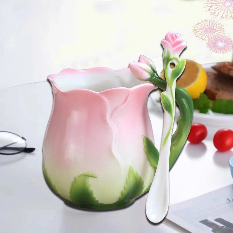 Flower Ceramic Rose Cup