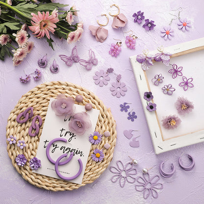Women's Purple Flower Earrings
