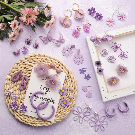 Women's Purple Flower Earrings