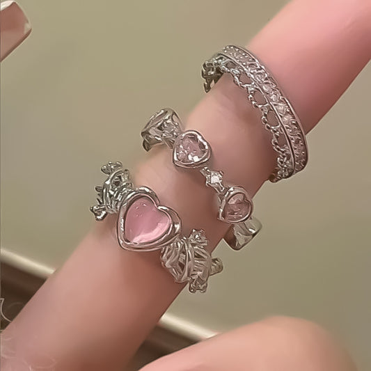 Love Heart Ring Set Of 3