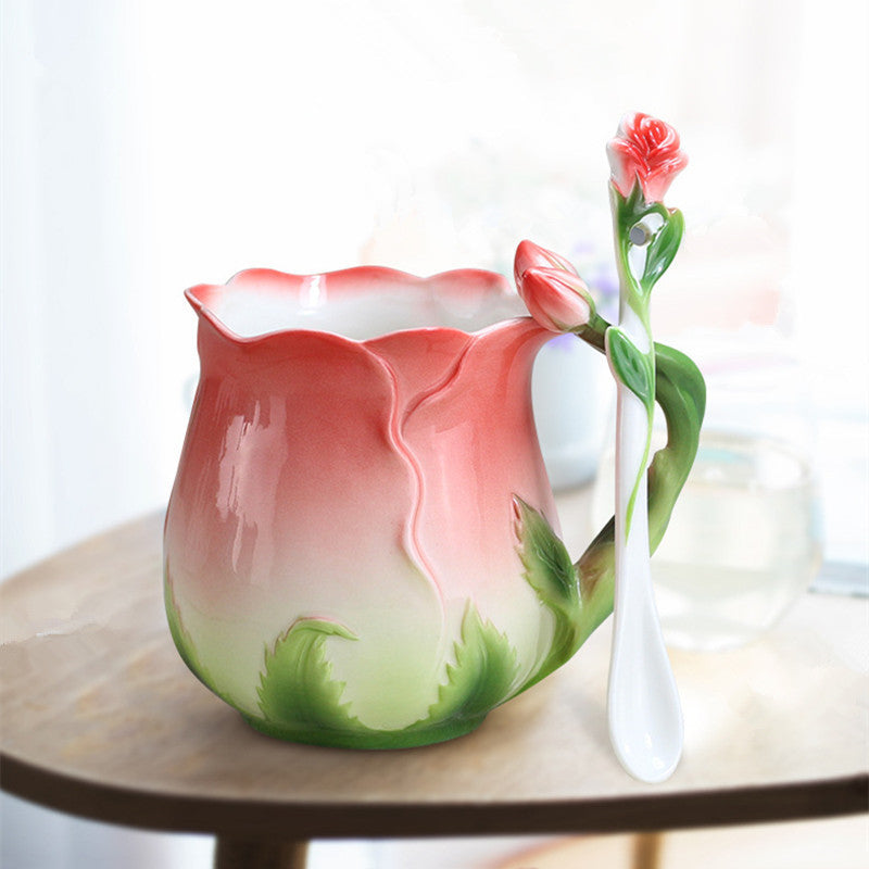 Flower Ceramic Rose Cup