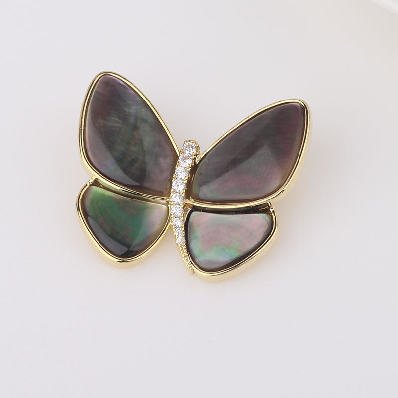 Temperament Butterfly Zircon Senior Natural Shell Brooch Women