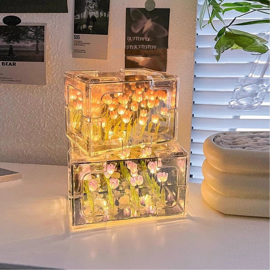 Diy Flower Sea Rubik's Cube Tulip Lamp