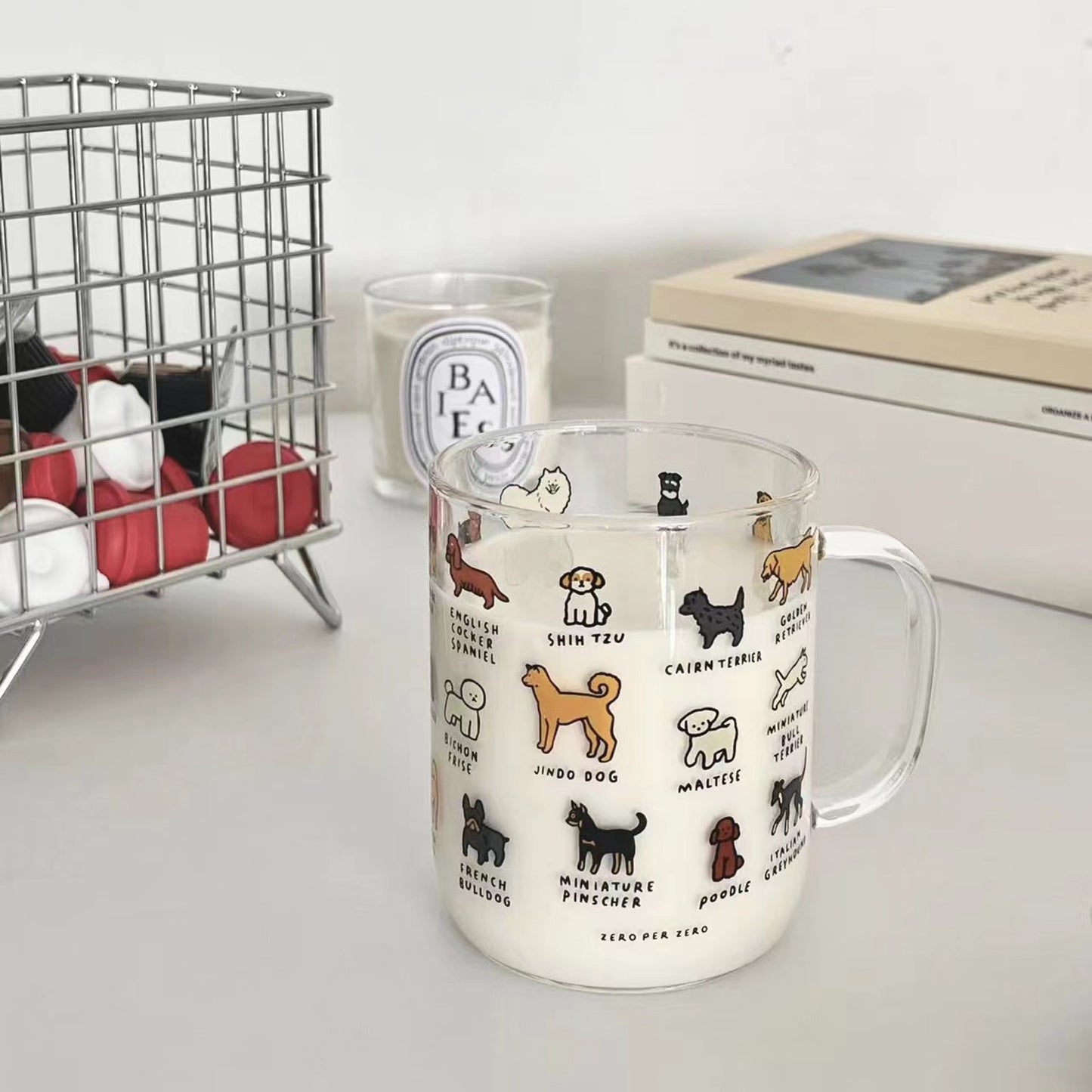 Creative Illustration Cute Pet Cat/Dog Glass