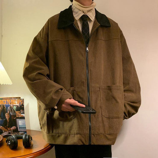 Navy Blue Japanese Corduroy Shirt Jacket