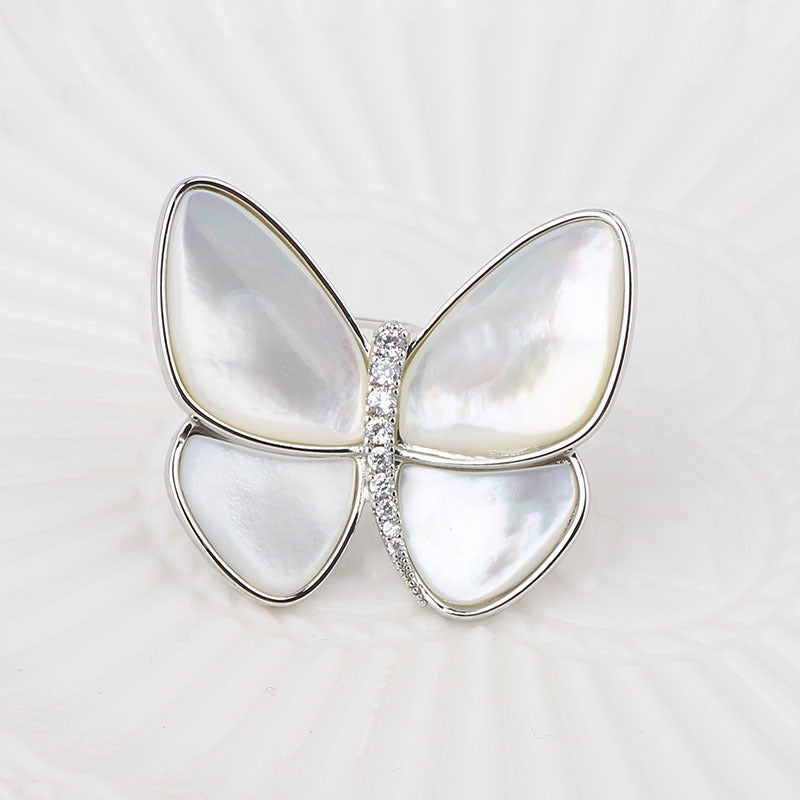 Temperament Butterfly Zircon Senior Natural Shell Brooch Women