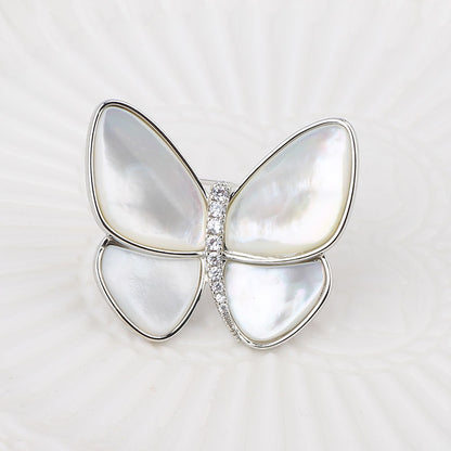 Temperament Butterfly Zircon Senior Natural Shell Brooch Women