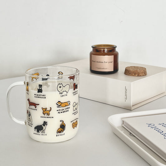Creative Illustration Cute Pet Cat/Dog Glass