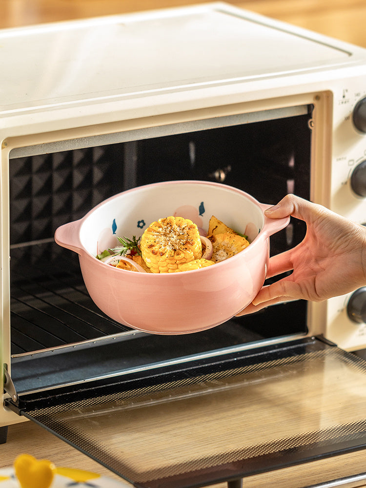 Ceramic Double-ear Large Soup Bowl Anti-scalding Instant Noodle Bowl